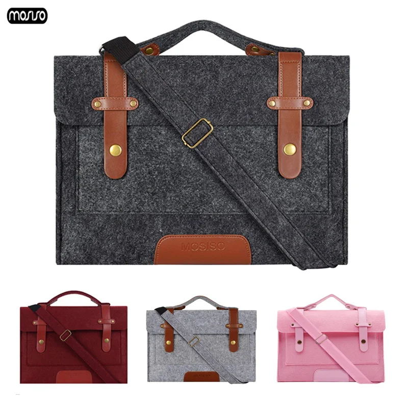 

MOSISO 13 13.3 15.6 inch Wool Felt Laptop Shoulder Bag for MacBook Lenovo Dell HP Asus Computer Bag 15.6 Notebook Case Briefcase