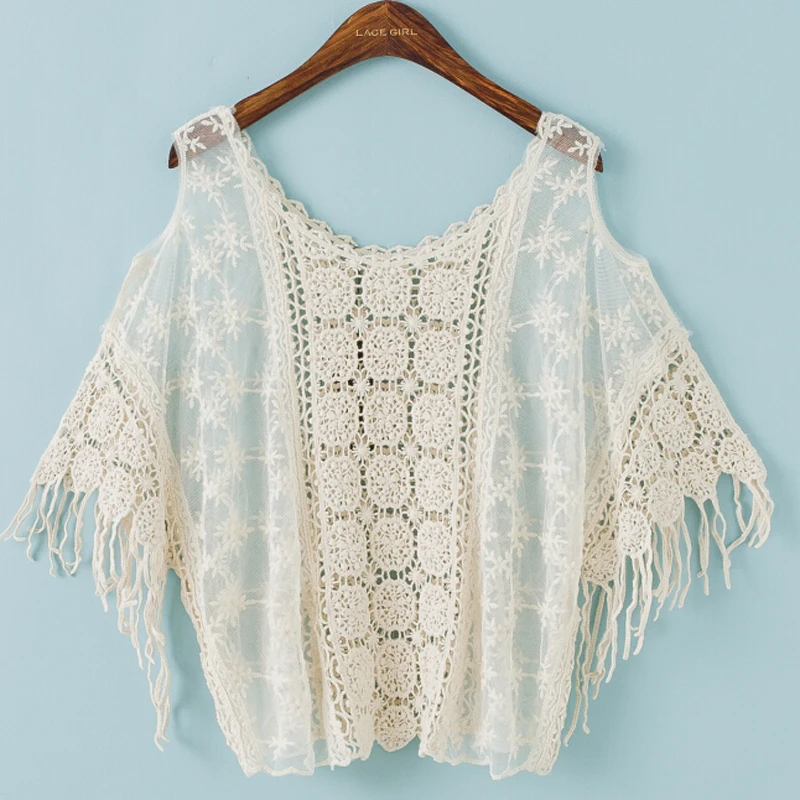 50pc Wholesale Tops For Women 2018 Beige Sexy Lace Cotton Flower Short Sleeveless Blouses off shoulder Korean Fashion Clothing