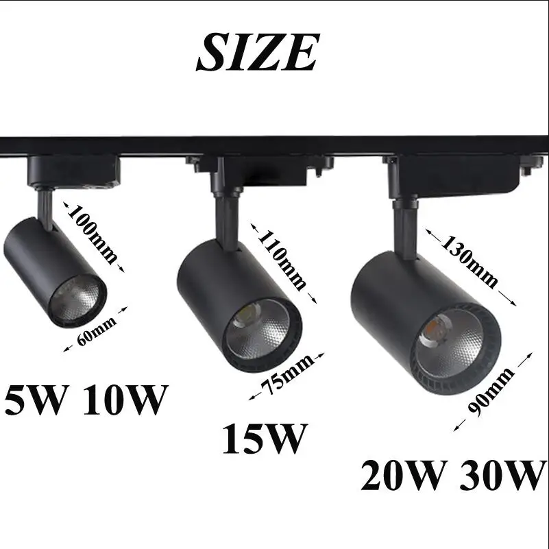 Светодиодный свет трек 10 W 15 W 20 W трековая COB лампа огни железнодорожных прожекторы Светодиодный s передвигаемый светильник Точечные светильники отражатели для магазин одежды