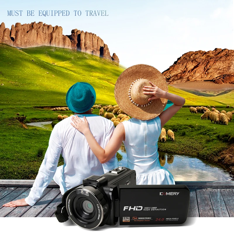 KOMERY Новое поступление видеокамера 3,0 дюймов ips HD сенсорный экран настоящая 1080 P оригинальная цифровая камера s и видеорегистратор