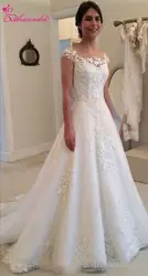 Александра линии кружевной рукав-крылышко свадебные платья Настроить овальным вырезом винтажное свадебное платье плюс Размеры