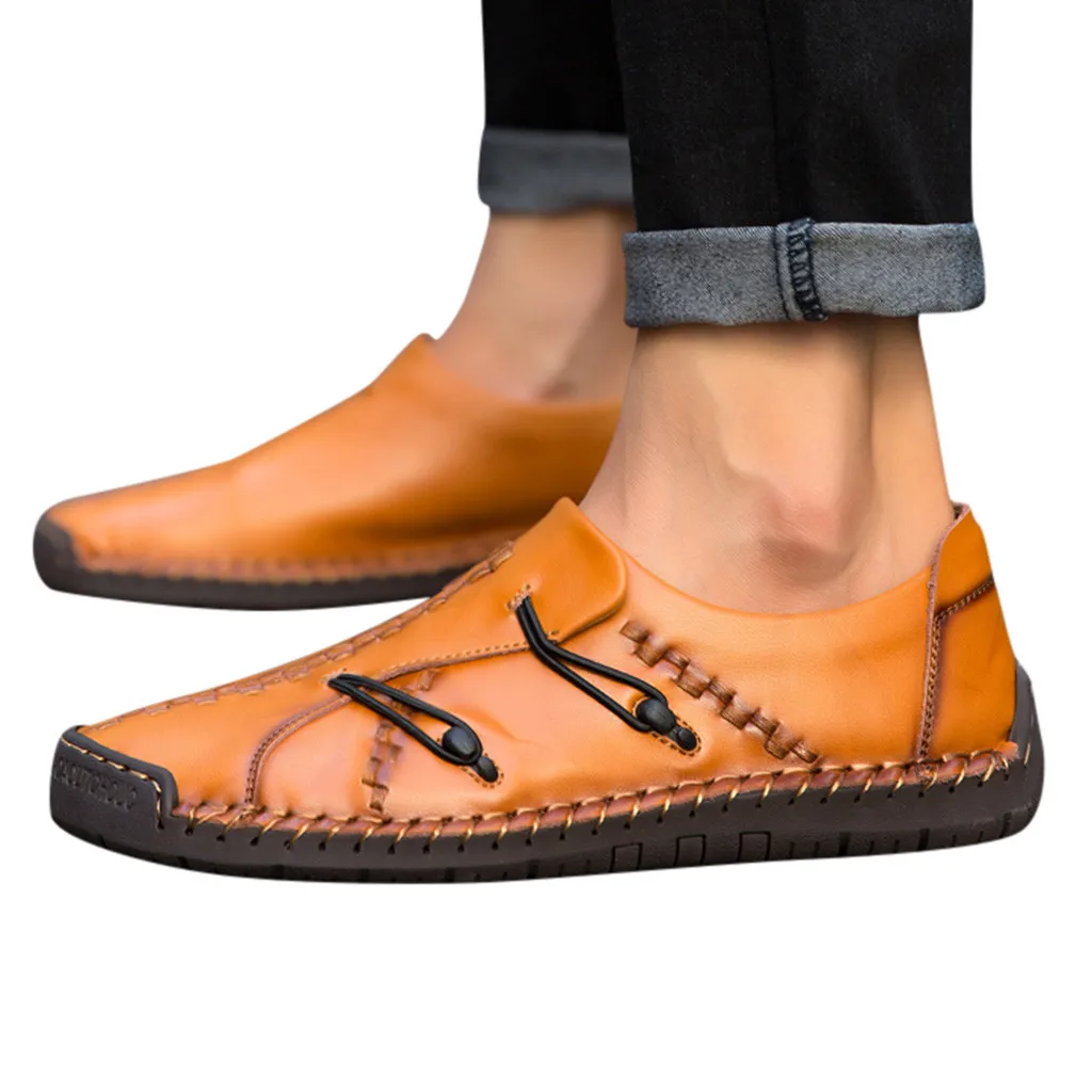 Новая мужская обувь кожаные туфли мужские мокасины Весна/Осенняя мода Повседневное Лоферы без застежки из пропускающего воздух класса