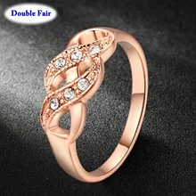 DWR334 anillo de boda de Color oro rosa con forma de onda para mujer, joyería Vintage de cristal austriaco de marca de moda