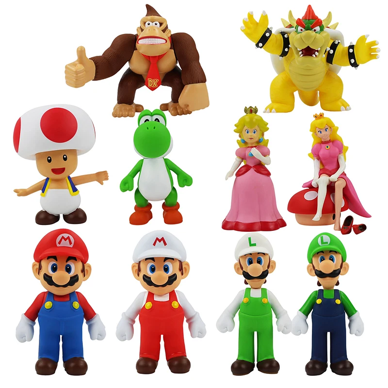 

4cm-25cm 27 Style Super Mario Luigi Mario Donkey Kong Yoshi Merio Princess Toad Keychain Pvc Action Figure Toys