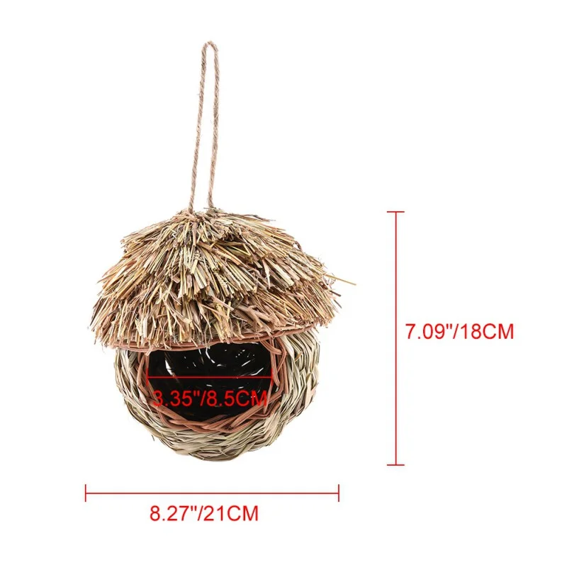

Pet Bird Hanging Cage Hand Weave Bird House Parrot Swing Toys Decor Ecology Nest Accessories Small Animals