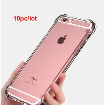 

10pc /Lot Shockproof Bumper Transparent Silicone Phone Case For iPhone X XS XR XS Max 8 7 6 6S Plus Clear protection Back Cover