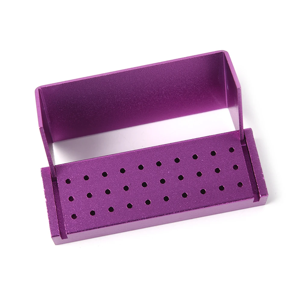 30 отверстий, открывающаяся коробка для дезинфекции, Автоклавный алюминиевый держатель для стоматологических боров, блок для высокоскоростных/низкоскоростных боров - Цвет: purple