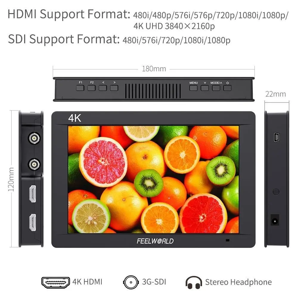 Feelworld FW703 3G SDI 4K HDMI Camera Field Monitor 7 Inch IPS Full HD 1920x1200 Portable DSLR Monitor Sony Nikon Canon dslr field monitor