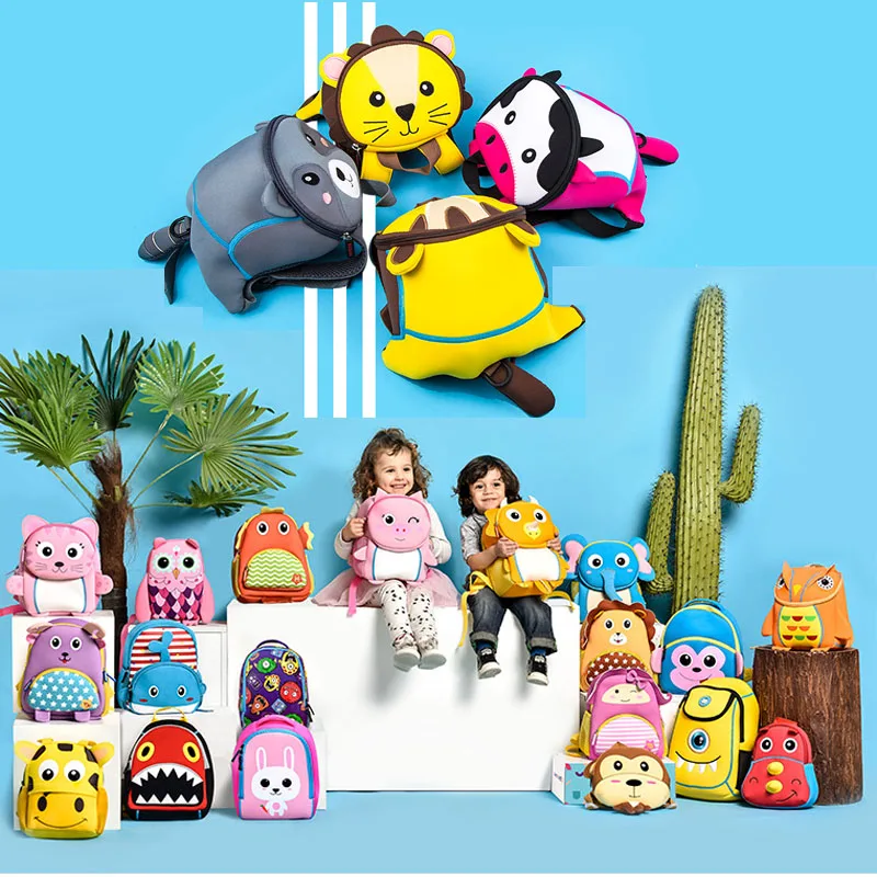  3D School Bag Cartoon Anti-lost Traction Rope Backpack for Children Kindergarten Schoolbag Animal K - 33004852816