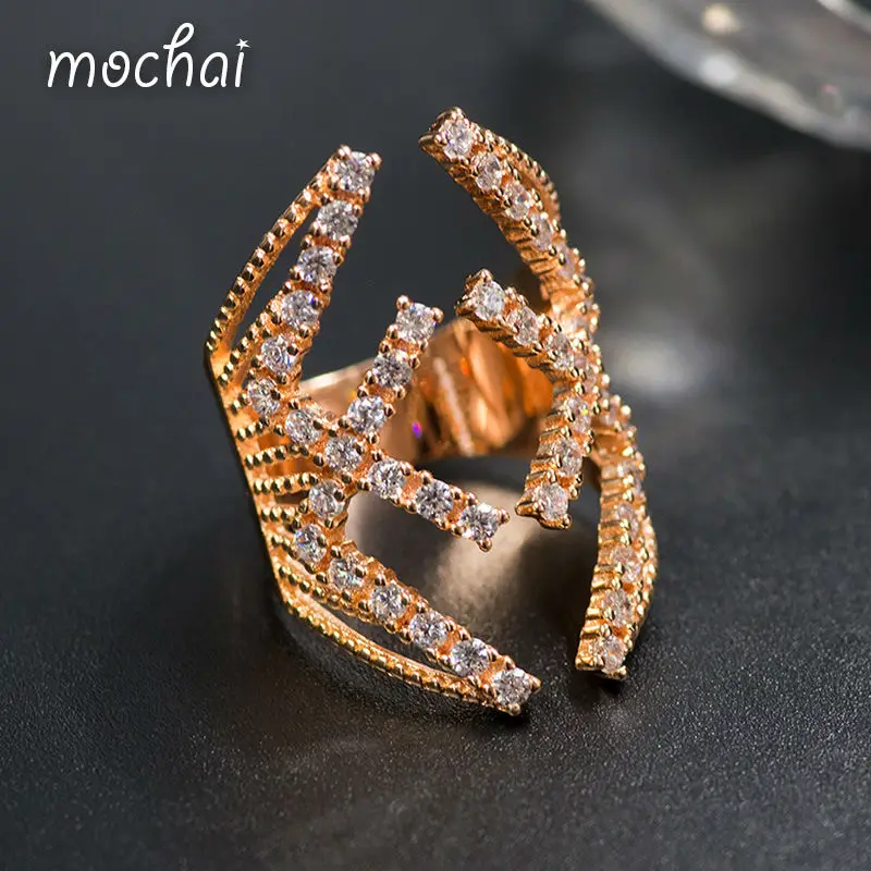 Женское кольцо с фианитом Mocai большие золотые кольца манжеты ZK30|ring jewelry|finger cuffscubic
