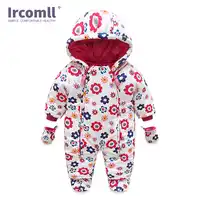 Ircomll Newborn Kids Jumpsuit Baby Rompers Winter Thick warm Kid Baby Girls Boys Infant Clothing Camo Flower Hooded Baby Outfit