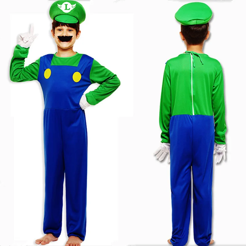 Детский Забавный костюм для косплея Super Mario Luigi кружевное платье с шляпой Детский костюм для вечеринок, милые детские костюмы