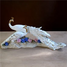 Восточная фарфоровая парная скульптура павлина, керамическая статуя павлина для влюбленных, подарок, ремесло, украшение на День святого Валентина, декор для свадьбы