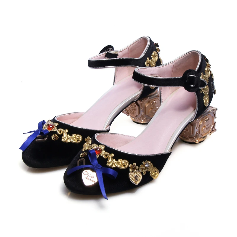 Luxurious Pumps Wedding Shoes Metal Decoration Bride Shoes Ethnic Strange Style Heels Women Party Runway Shoes High Heels Sandal (17)