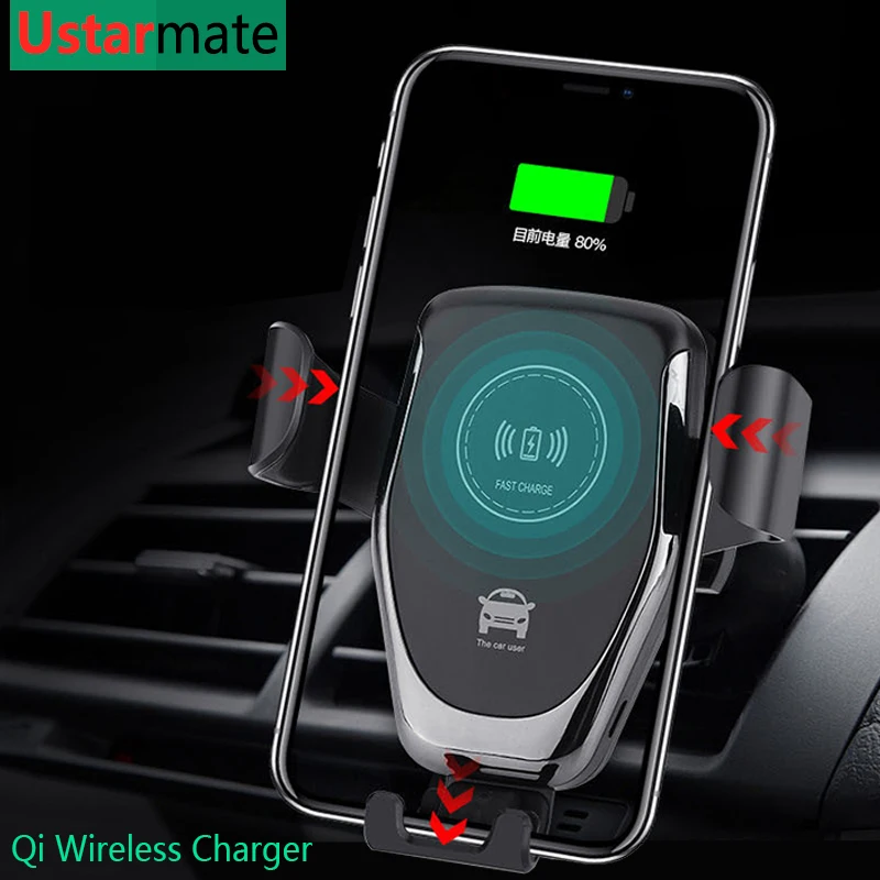 Qi Wireless Car Charger 10W Fast Charging Bracket Holder for Samsung S10 S9 Note 8 iPhone X Xs Max XR USB Car Wireless Chargers