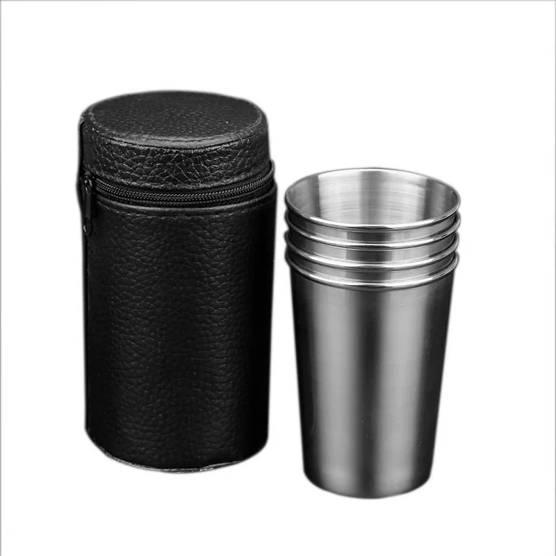 4 PCS 180ml Stainless Steel Camping Mug Outdoor Camping Hiking Folding