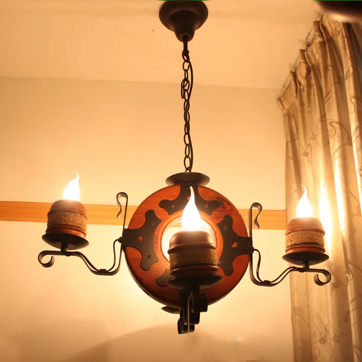 

European Mediterranean retro Iron Pendant Lights bedroom lights American style bar lights restaurant lamps LU71247 YM
