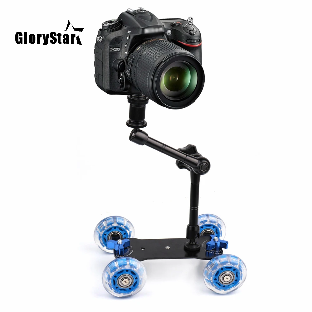 Schreibtisch Dolly+ 1" Волшебная настольная подвижная роликовая видео-рейка Skater для DSLR камеры слайдер Трек Долли автомобиль и волшебная рукоятка