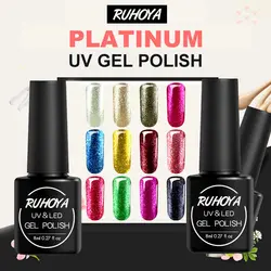 Ruhoya 8 мл 25 Цвета Platinum Hybrid гель Лаки блеск для ногтей Книги по искусству Soak Off UV Гель светодиодный длительный блестящие гель лак для ногтей