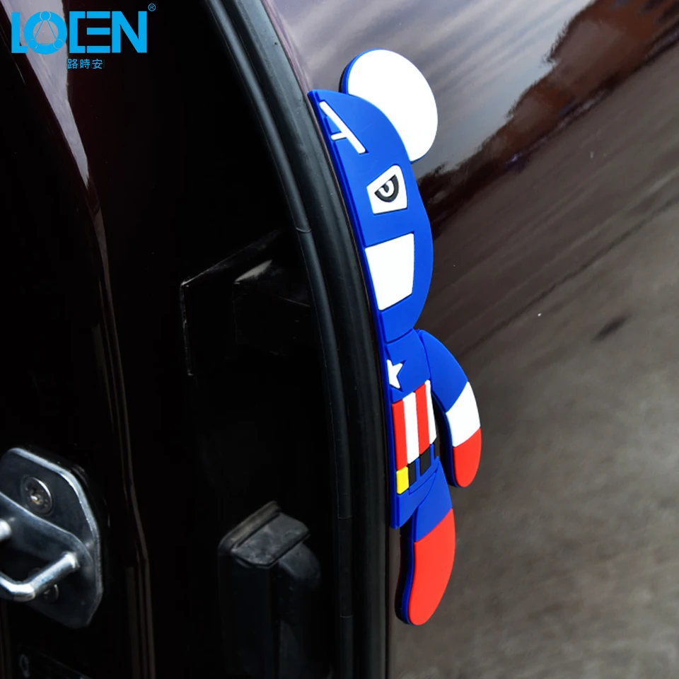 LOEN 3D креативный мультяшный автомобильный протектор двери резиновые дверные боковые наклейки протектор автомобиля анти-столкновения наклейки на бампер черный красный синий