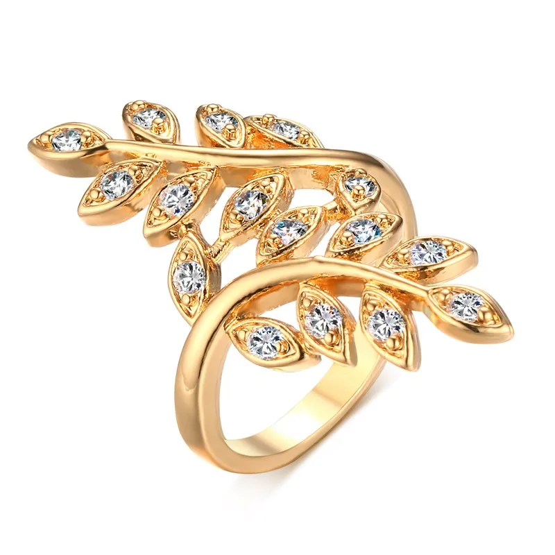 leaf ring with cz diamonds wedding engagement rings for ...