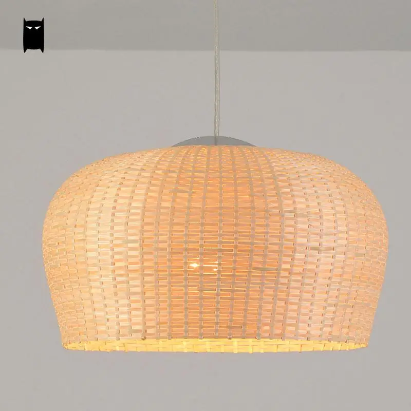 Bamboo Wicker Rattan Shade Pendant Light Fixture Asian Japanese Tatami Hanging Lamp Avize Luminaria Dining Table Room Restaurant 5 3