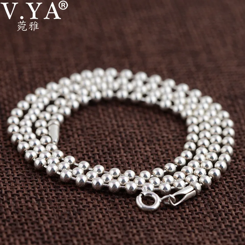 VYA, простые 925 пробы, серебряные цепочки, ожерелье s 3 мм, винтажные серебряные бусы, цепочка, ожерелье для женщин, женщин, детей, ювелирные изделия