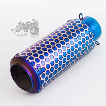 

Universal 61mm Motorcycle modified exhaust pipe muffler grid exhaust Moto semi-blue muffler for CBR1000RR S1000RR
