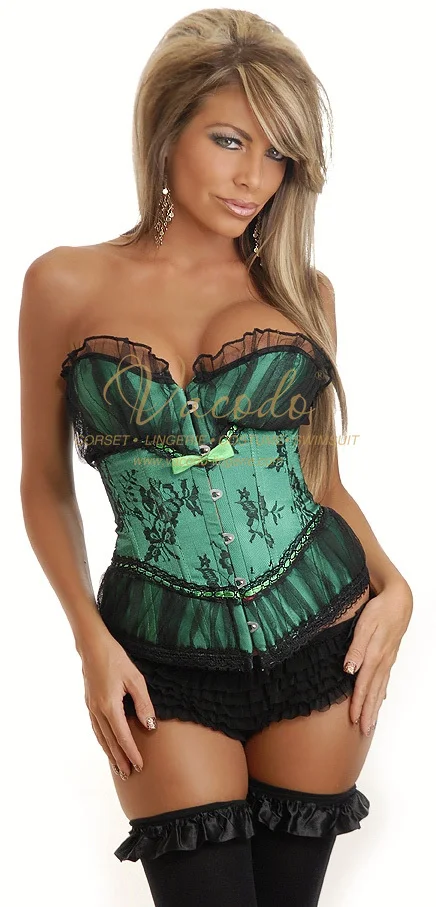 A827 Vacodo Girls Classical Style Sexy Satin Lace Overbust Corset