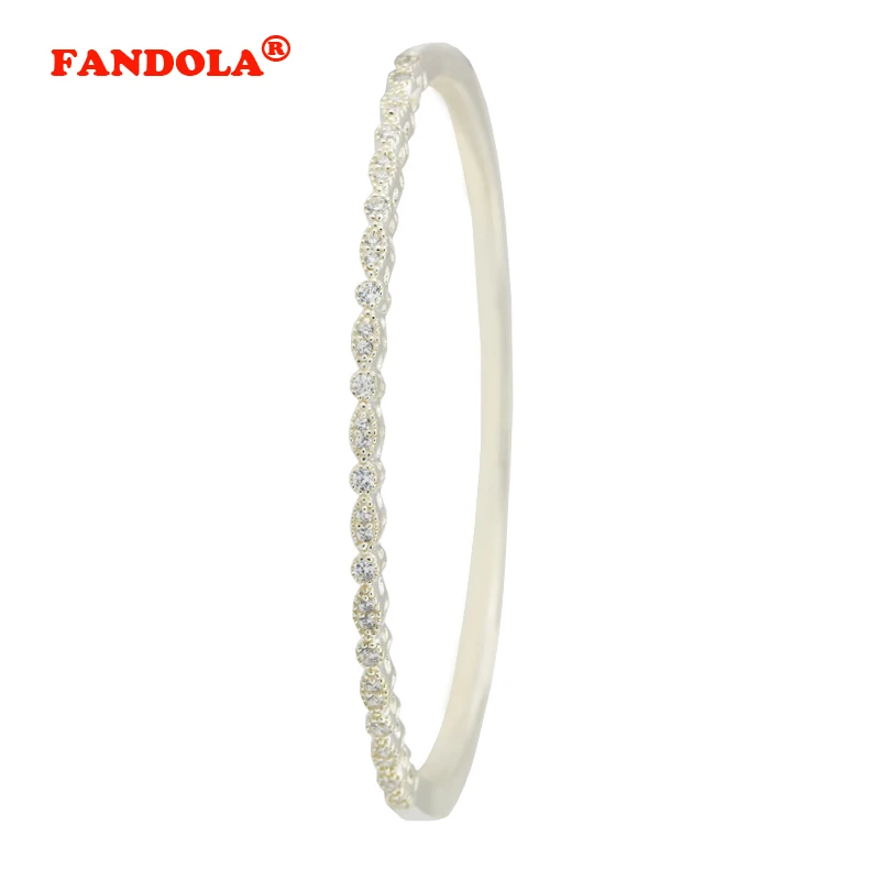 

Timeless Elegance Bangle with Clear Cubic Zirconia 925 Sterling Silver Jewelry for Women Free Shipping