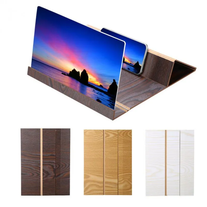 

12 inch wooden Mobile Video Screen Magnifier High Definition Mobile Phone Screen Amplifier with Wood Grain Stand Anti-radiation