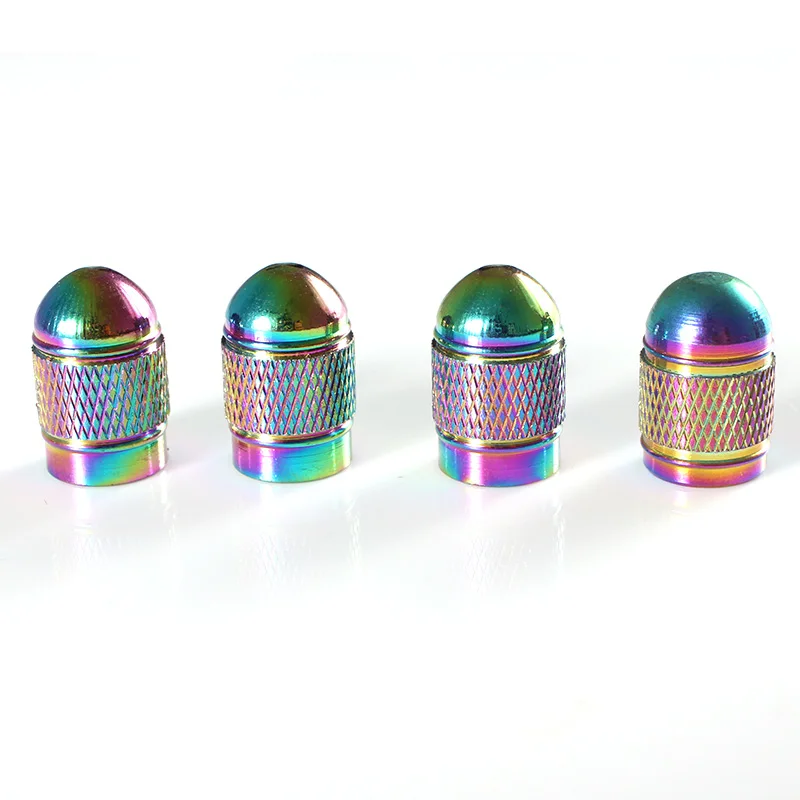 Rainbow Color Bullet Shaped Car Wheel Tyre Valve Stem Caps Aluminum