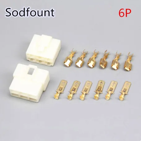 

10 set 6.3mm connector 6P 6 pin Electrical 6.3 Connector Kits Male Female socket plug for Motorcycle Car