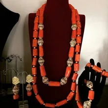 Дудо Jewelry Цепочки и ожерелья и серьги большой Коралловые бусы нигерийские Свадебные украшения комплект женские украшения комплект