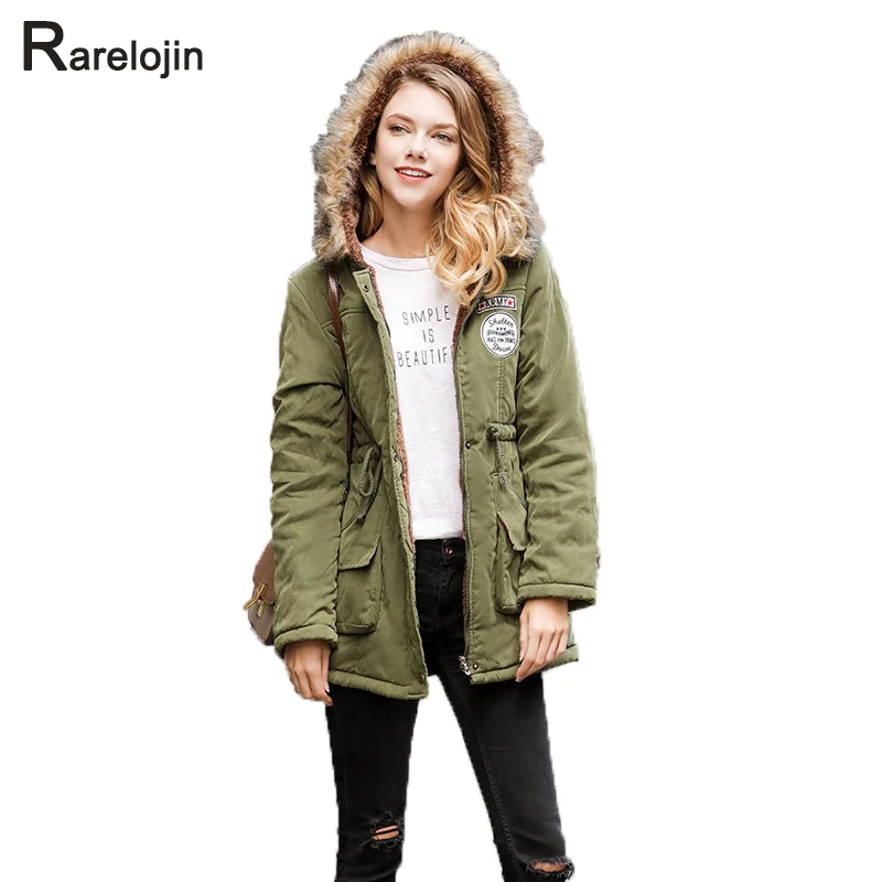 

Womens Parka 2019 new Casual Outwear Winter Military Hooded Coat Winter Jacket Women Fur Jackets midi coats women coat clothes