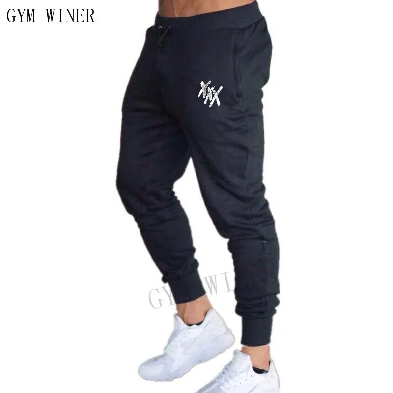 Новые мужские джоггеры новые хлопковые тонкие брюки на шнурке Мужские штаны для бега и тренировок повседневные Брендовые однотонные брюки-карандаши - Цвет: 4 black