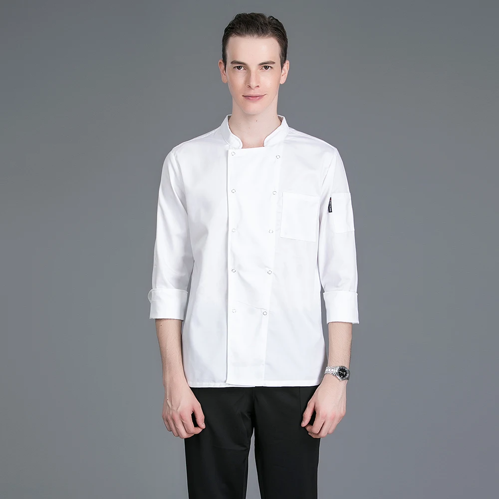 Классический длинный рукав двубортный шеф-повар куртка пекарня кафе Кейтеринг Кухня повар одежда шеф-повар униформа Одежда для официанта