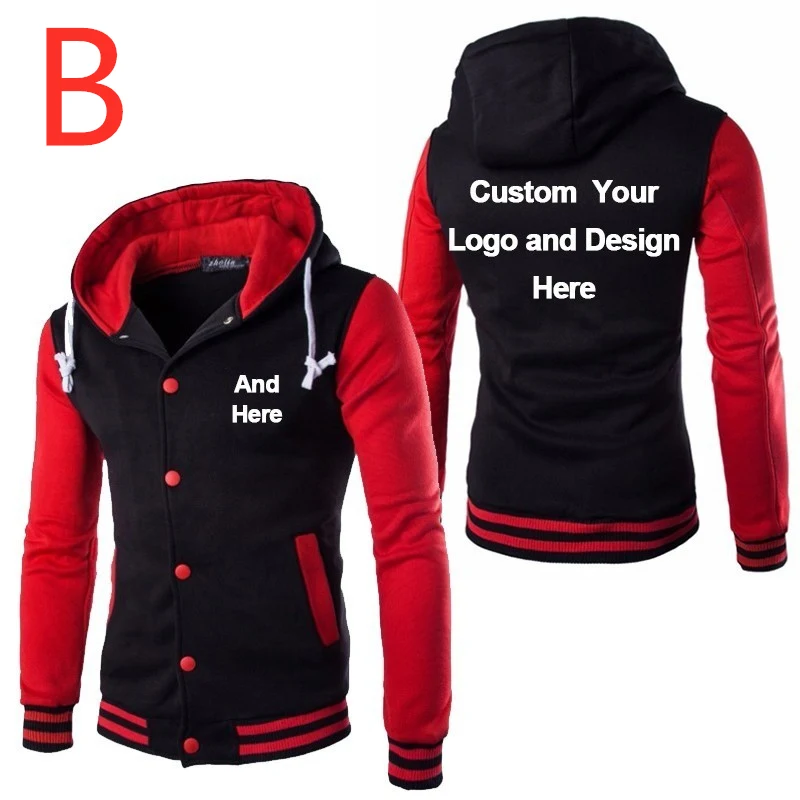 

B Custom Printed For men's jackets Man Patchwork Outwear Spring Sportswear Male Autumn coats hooded clothing Sweatshirts Parkas