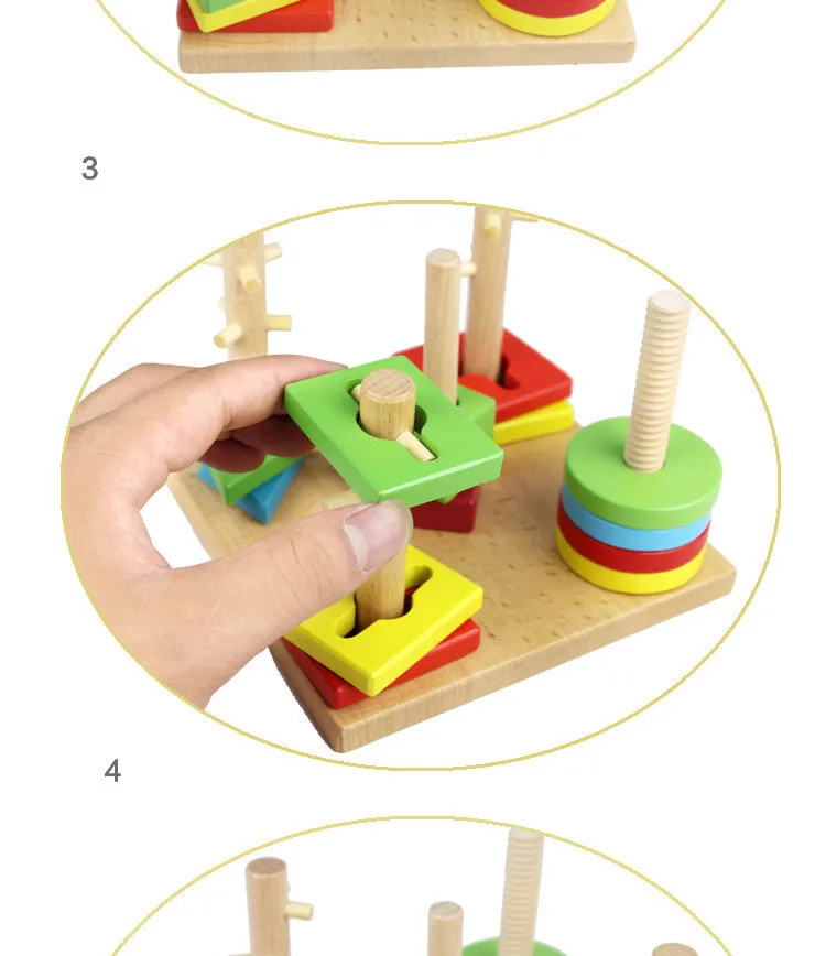 WYNLZQ детские развивающие игрушки, деревянные учебных пособий геометрических Форма познавательная соответствия Пазлы Цвет Сортировки