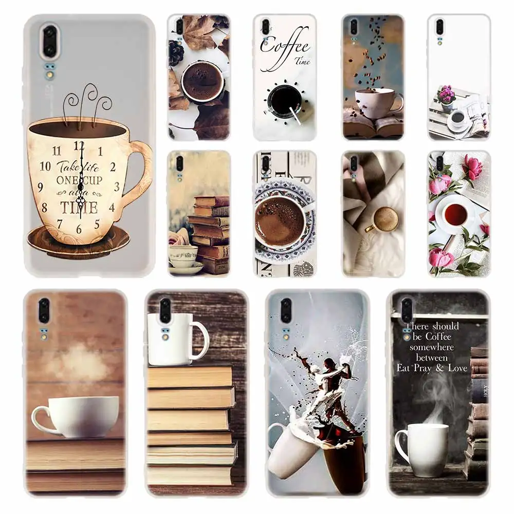 

Books Coffee Phone Case For Huawei P8 P9 Lite 2017 P10 P20 P30 Lite Plus Pro P Smart 2019 Cover Soft Cover
