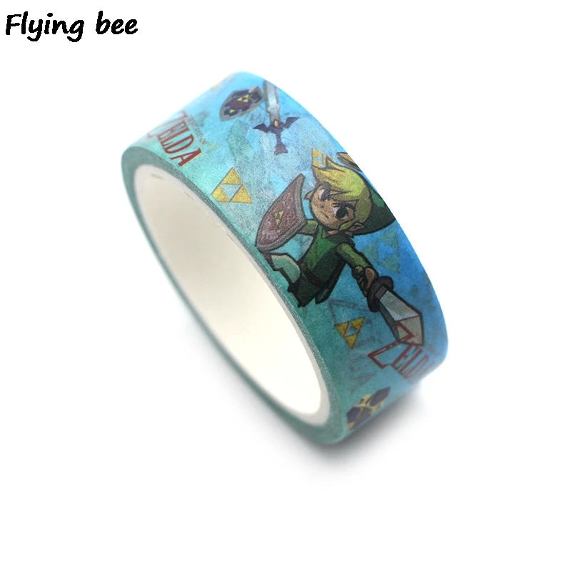 Бумажная Васи лента Flyingbee 15 мм x 5 м липкая для игр аниме самодельная наклейка