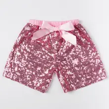 Новые шорты с блестками и бантом для маленьких мальчиков и девочек, летняя детская одежда Вечерние малышей праздничные шорты