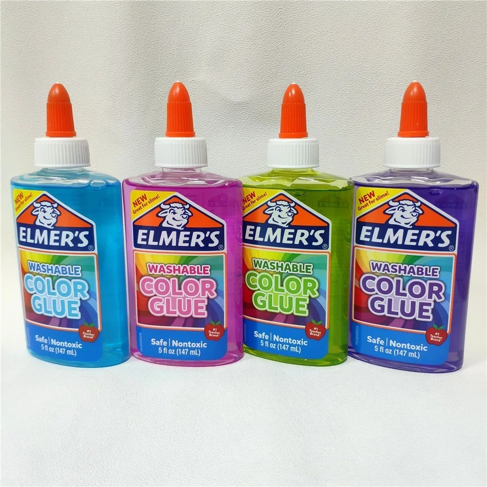 Elmers Elmer жидкий школьный клей Белый моющийся клей прозрачный клей отлично подходит для изготовления слизи мелки полупрозрачный цветной клей - Цвет: Translucent