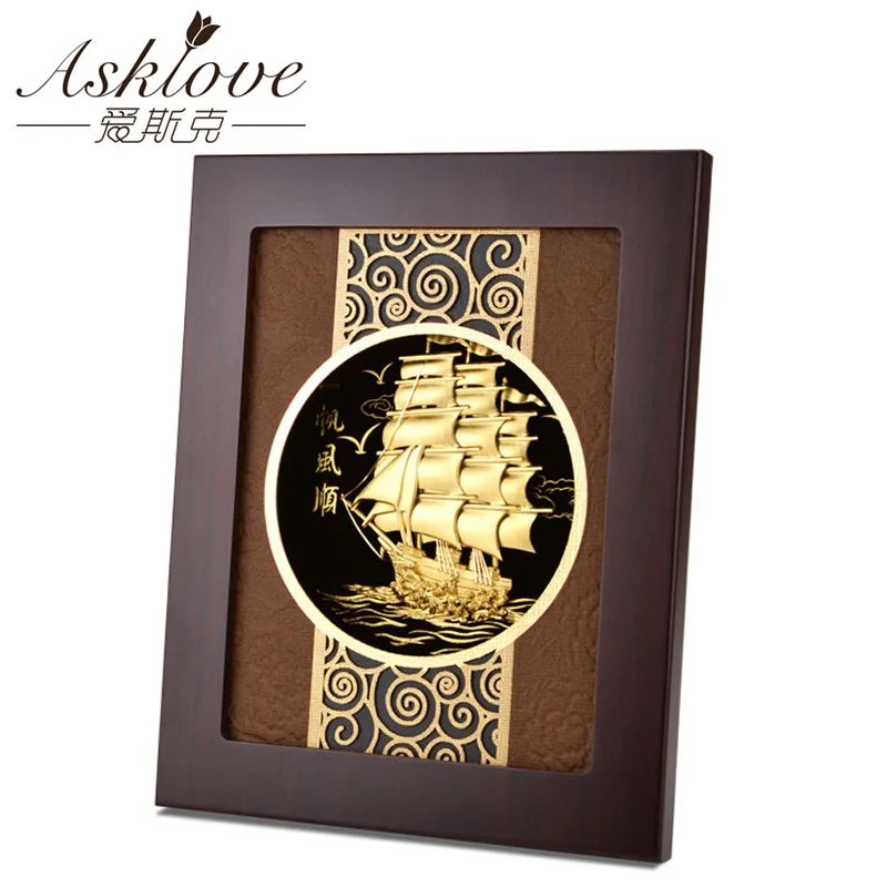 

Asklove Gold Foil frame 3D Painting Smooth Sailboat Ornament Birthday Gift Home Decor Gold Foil Artwork Crafts Wall Paintings