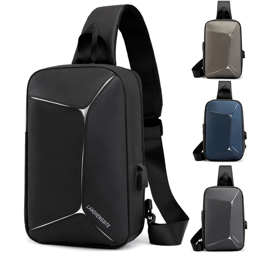 

Fashion Men Business Shoulder Bags Oxford Waterproof Chest Bag Multifunction Usb External Charge Design Messenger Crossbody Bags