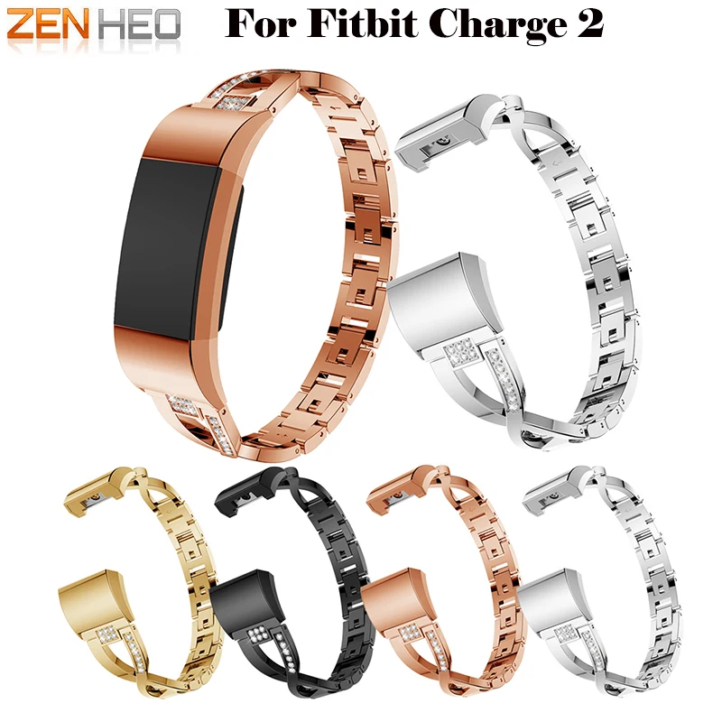 

Stainless Steel Bracelet Rhinestone For Fitbit charge2 Watch Band Link Replacement Wrist Strap Bangle For Fitbit Charge 2 Bands