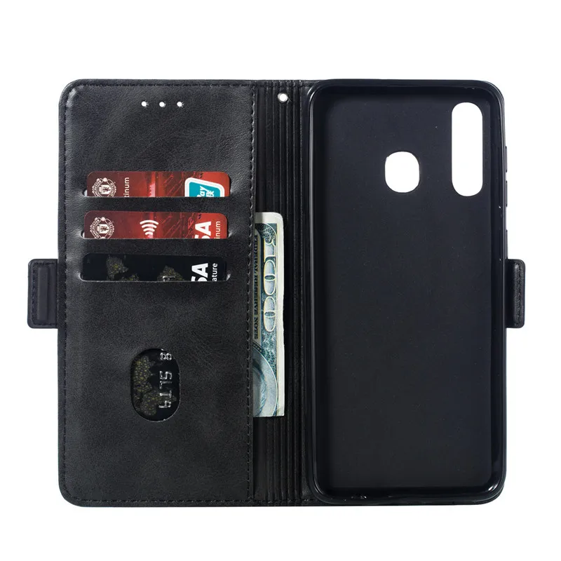 Flip Leather Phone Case Samsung Galaxy A50 A30 A70 A40 A20 A10 M10 M20 Case cover Portable Wallet Solid color With lanyard Cover Coque36