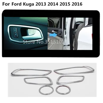 

Car Stick Door Inner Handle Bowl Frame Audio Speak Sound Cover Ring Circle Trim 6pcs For Ford Kuga Escape 2013 2014 2015 2016