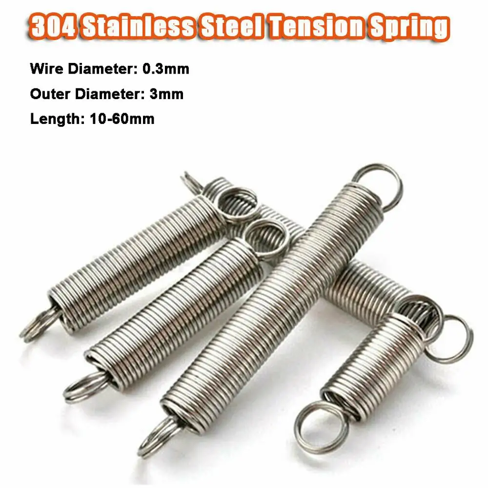 

10Pcs 304 Stainless Dual Hook Small Expansion Tension Spring Hardware Accessories Wire Diameter 0.3mm Outer Diameter 3mm