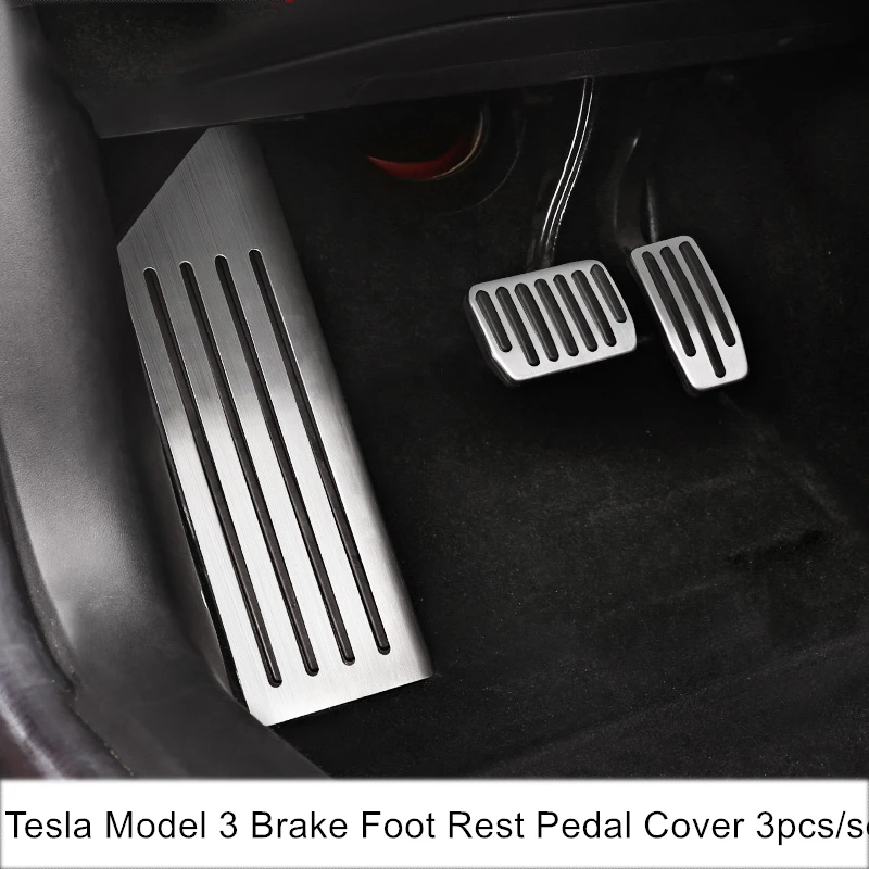 Stainless Steel Car Footrest Pedal Plate Cover Trim For Tesla Model 3 Accelerator Brake Footrest Pedal Cover 3pcs/set